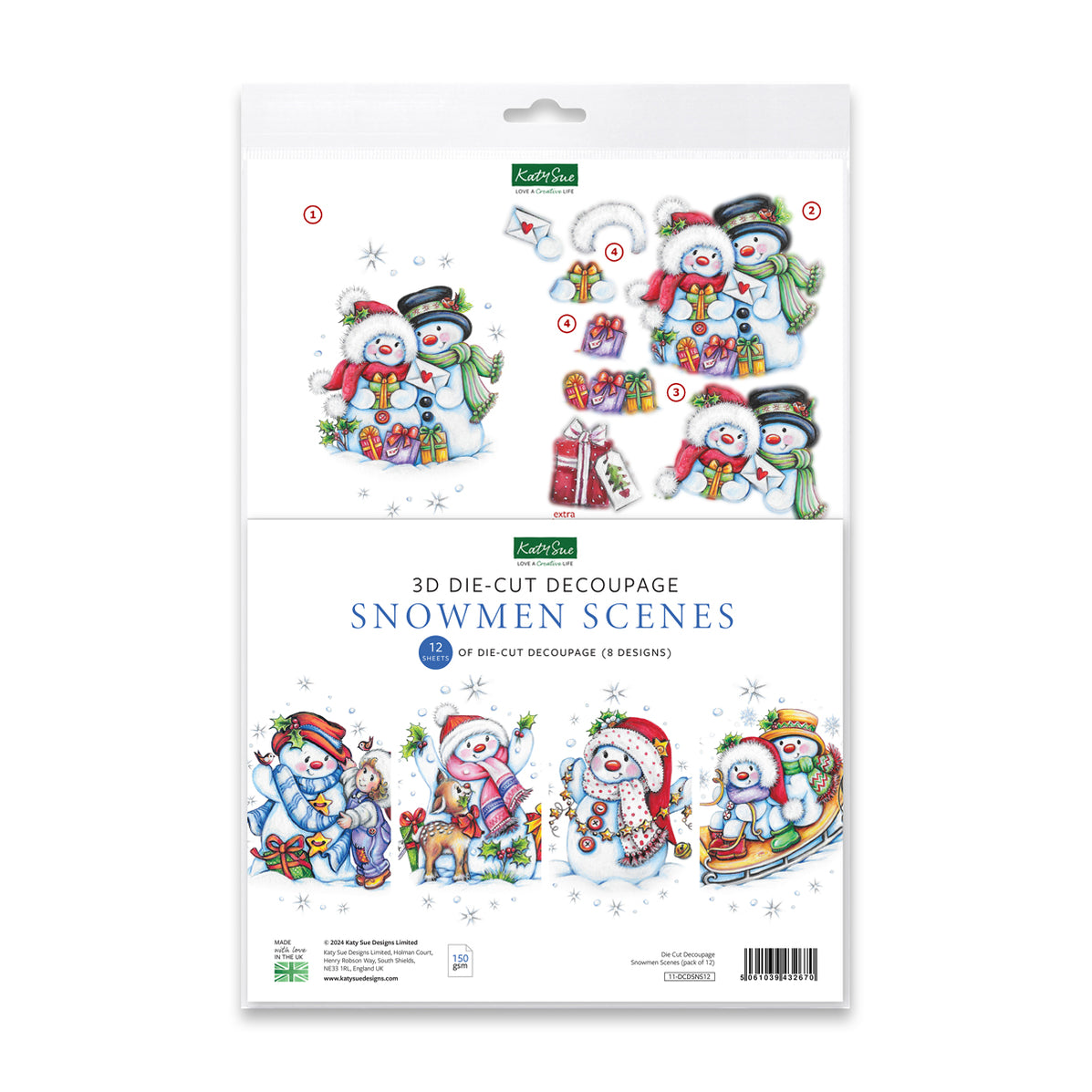 Die Cut Decoupage Snowmen Scenes (pack of 12) — Katy Sue Designs