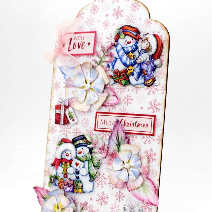 Gestanztes Decoupage-Papier – Schneemänner und Geschenke (3er-Pack)