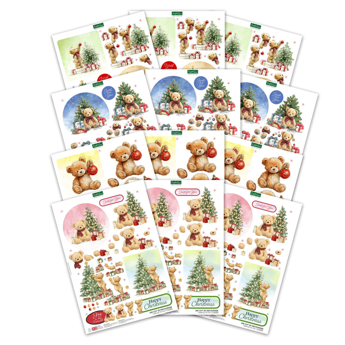 Die Cut Decoupage – Teddy Bear Christmas (pack of 12)