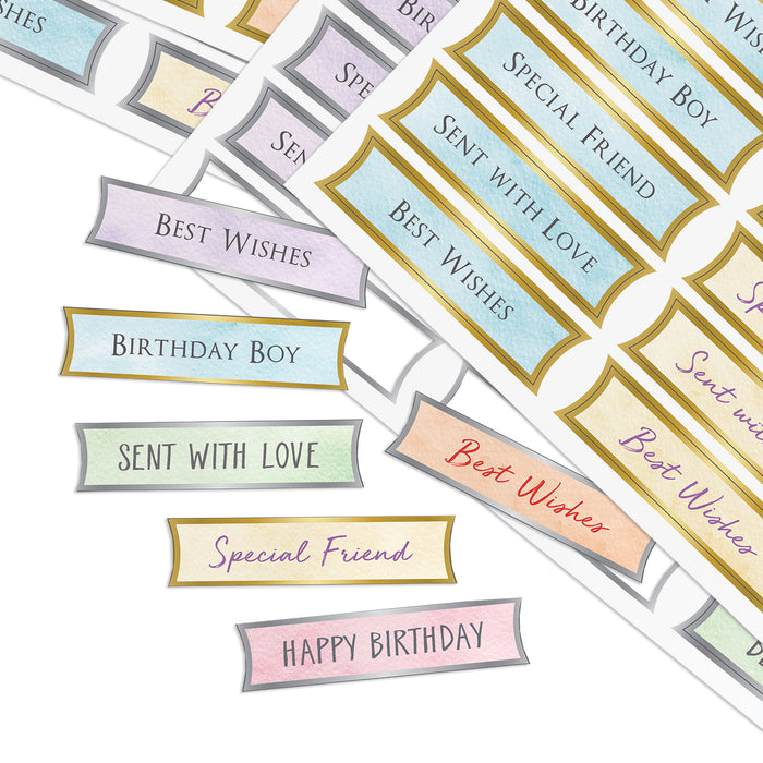 Foiled Pastel Birthday Banners Selection, Pack of 4