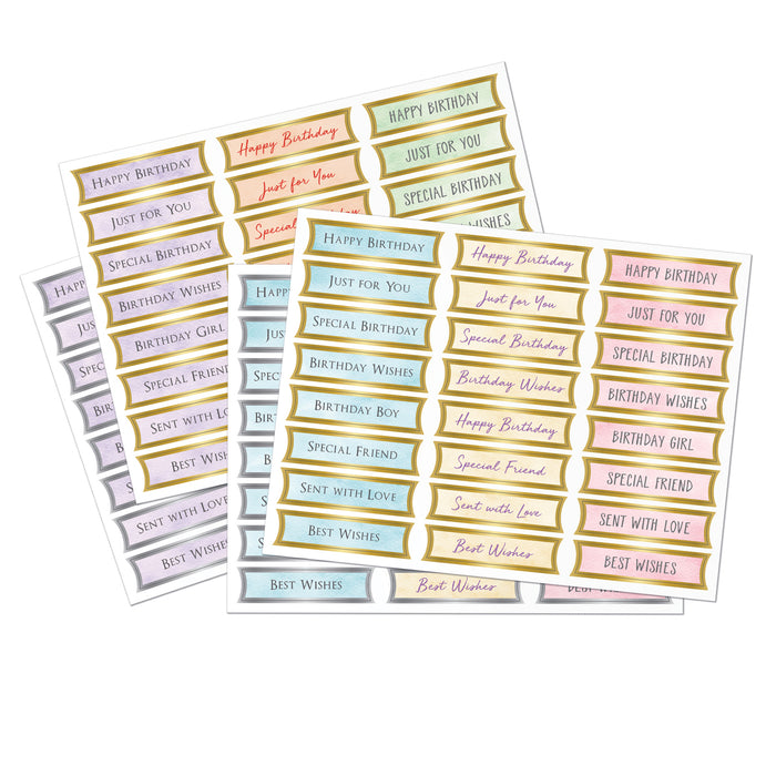 Foiled Pastel Birthday Banners Selection, Pack of 4