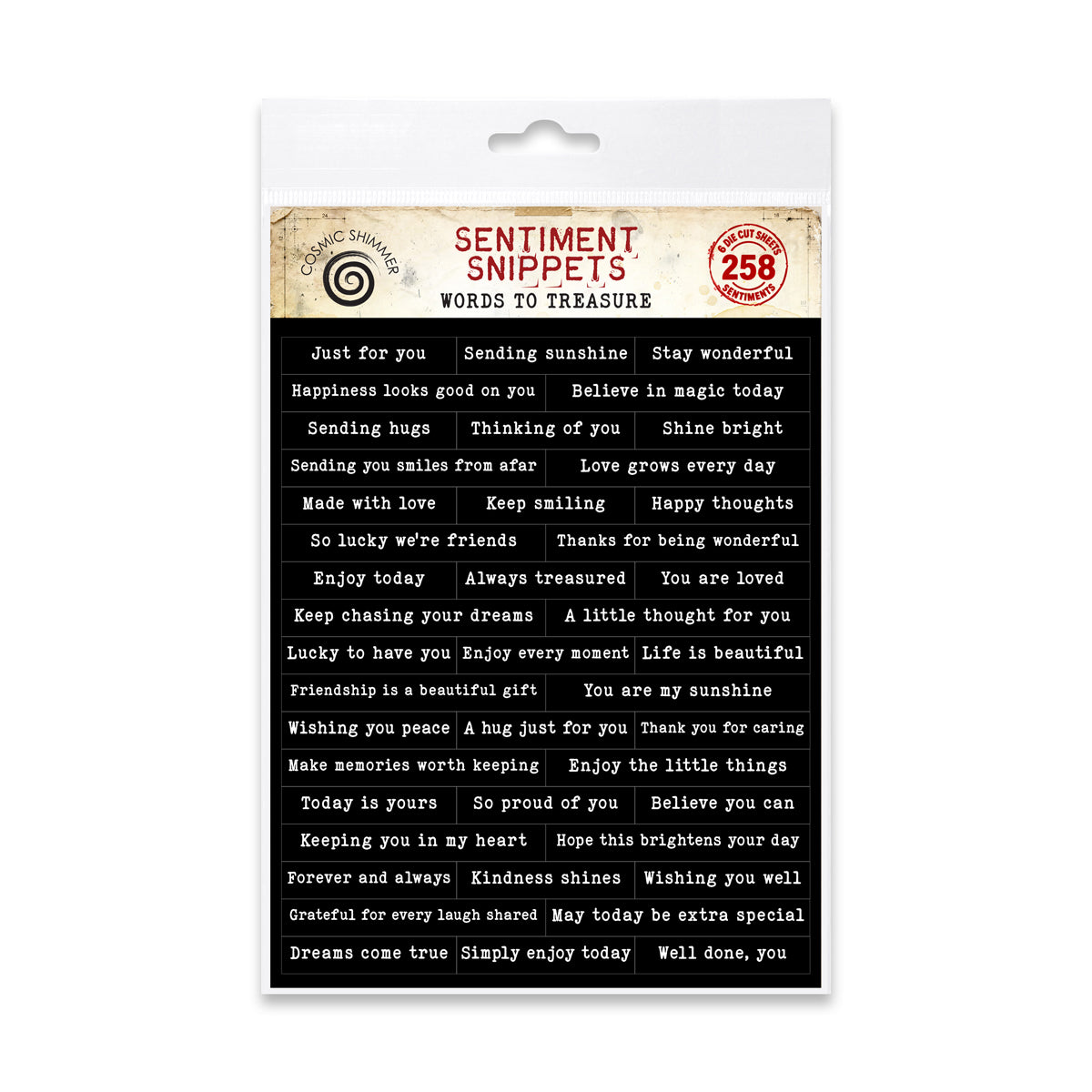 Cosmic Shimmer Sentiment Snippets - Words to Treasure