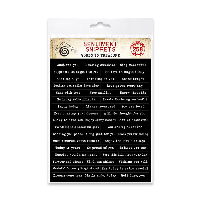 Cosmic Shimmer Sentiment Snippets - Words to Treasure