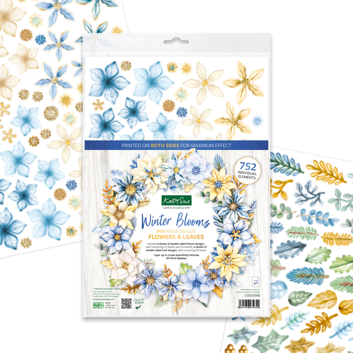 Winter Blooms Die Cut Flowers & Leaves, 12 sheets