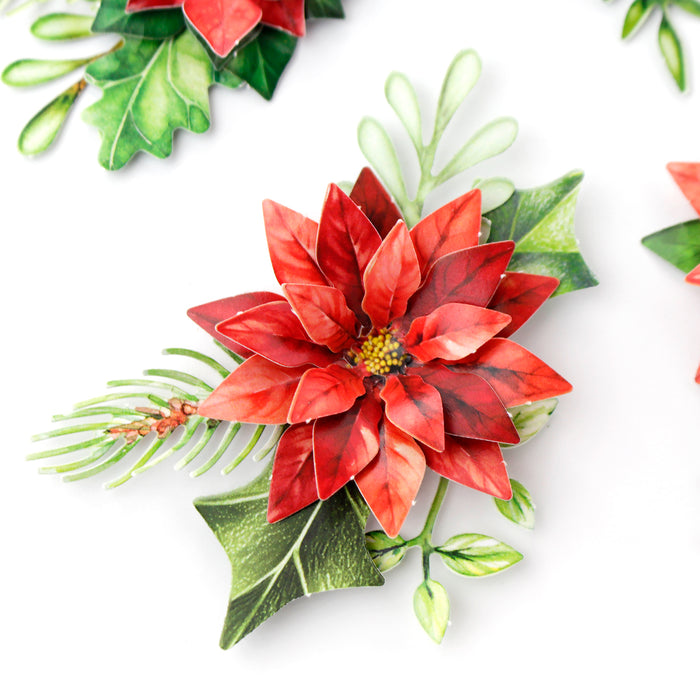 Traditional Christmas Die Cut Flowers & Leaves, 12 sheets