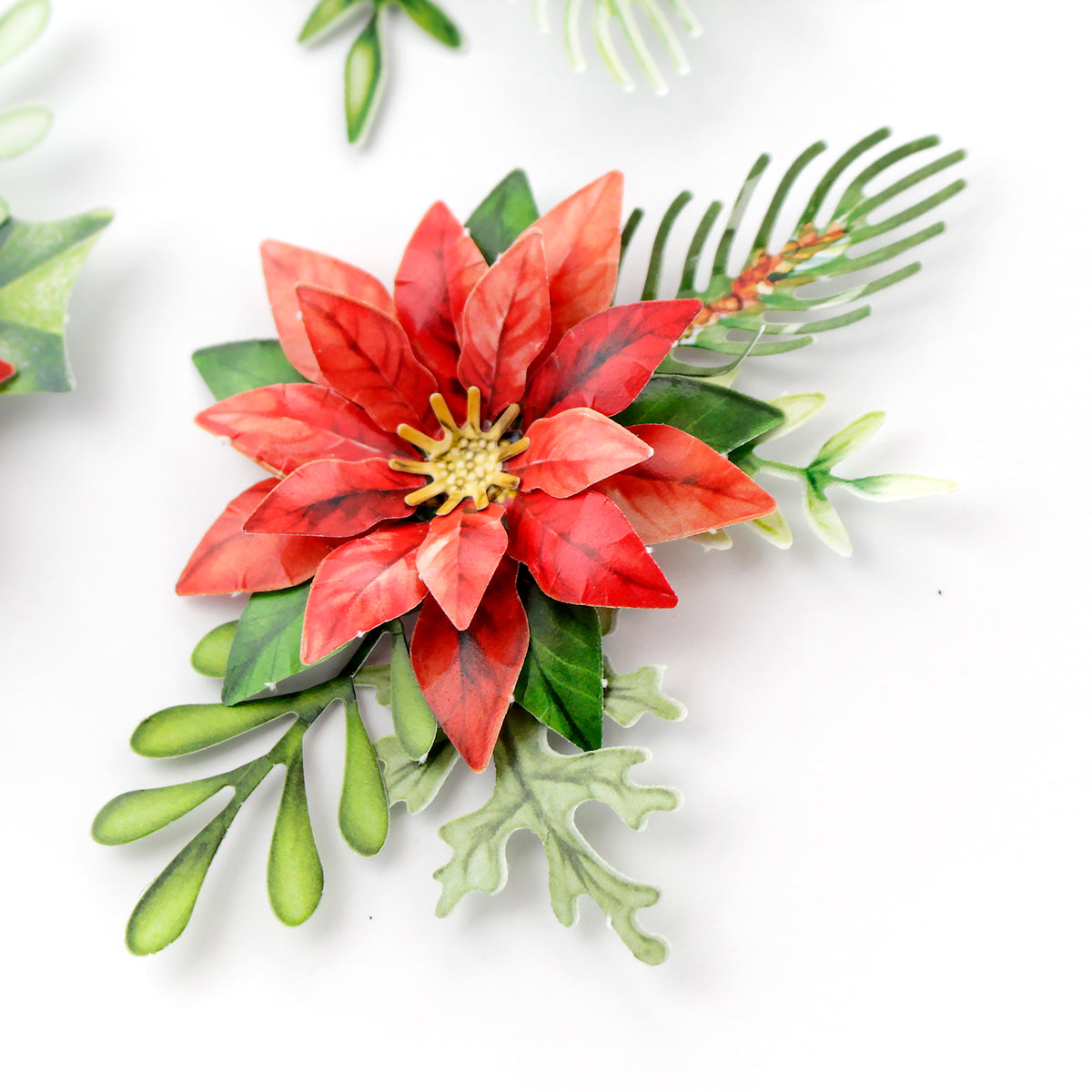 Traditional Christmas Die Cut Flowers & Leaves, 12 sheets