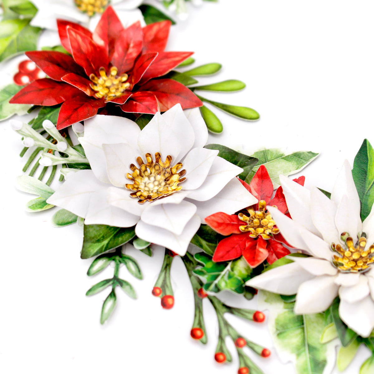 Traditional Christmas Die Cut Flowers & Leaves, 12 sheets