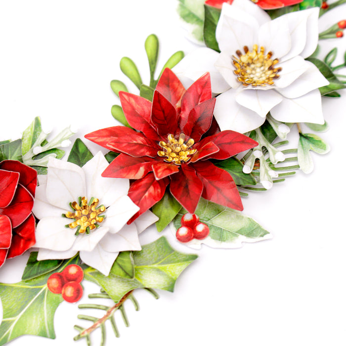 Traditional Christmas Die Cut Flowers & Leaves, 12 sheets