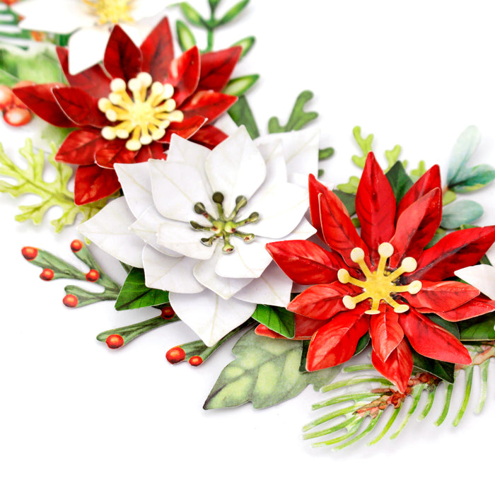 Traditional Christmas Die Cut Flowers & Leaves, 12 sheets