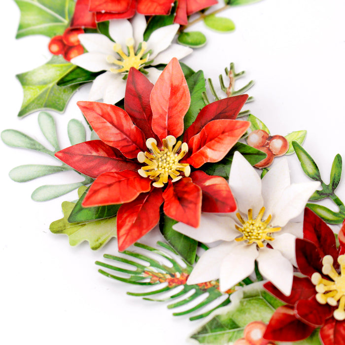 Traditional Christmas Die Cut Flowers & Leaves, 12 sheets