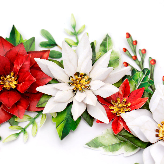 Traditional Christmas Die Cut Flowers & Leaves, 12 sheets