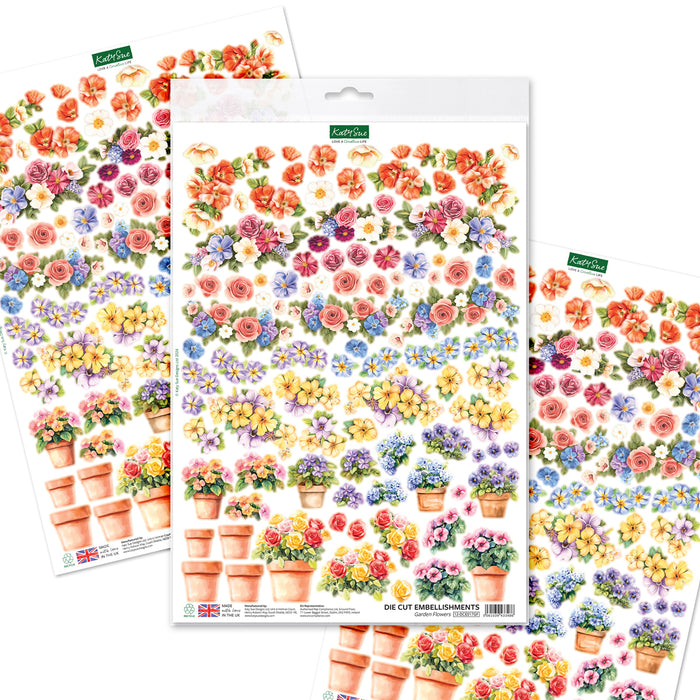 Garden Flowers Die Cut Embellishments, 3 sheets | Katy Sue Designs