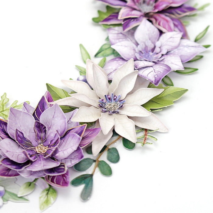 Dusky Violet Blooms, Die Cut Flowers & Leaves, 12 sheets