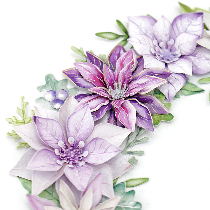 Dusky Violet Blooms, Die Cut Flowers & Leaves, 12 sheets