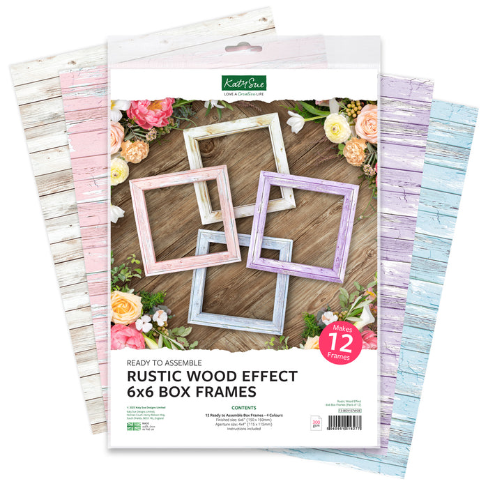 Rustic Wood Effect 6x6 Box Frames, pack of 12