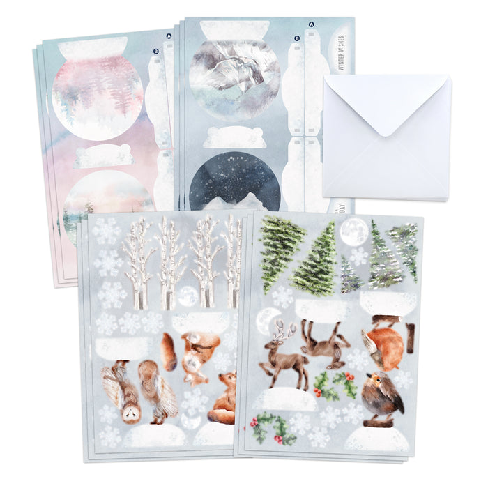 Aquarell-Weihnachtstiere, gestanzte Pop-Up-Karten