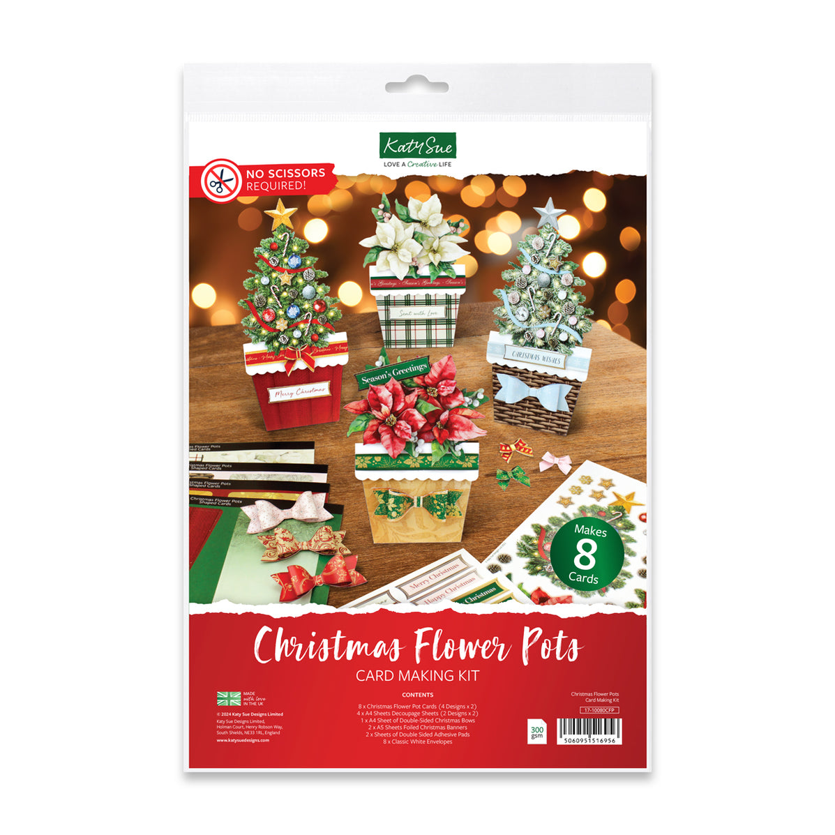 Christmas Flower Pots Card Making Kit | Katy Sue Designs