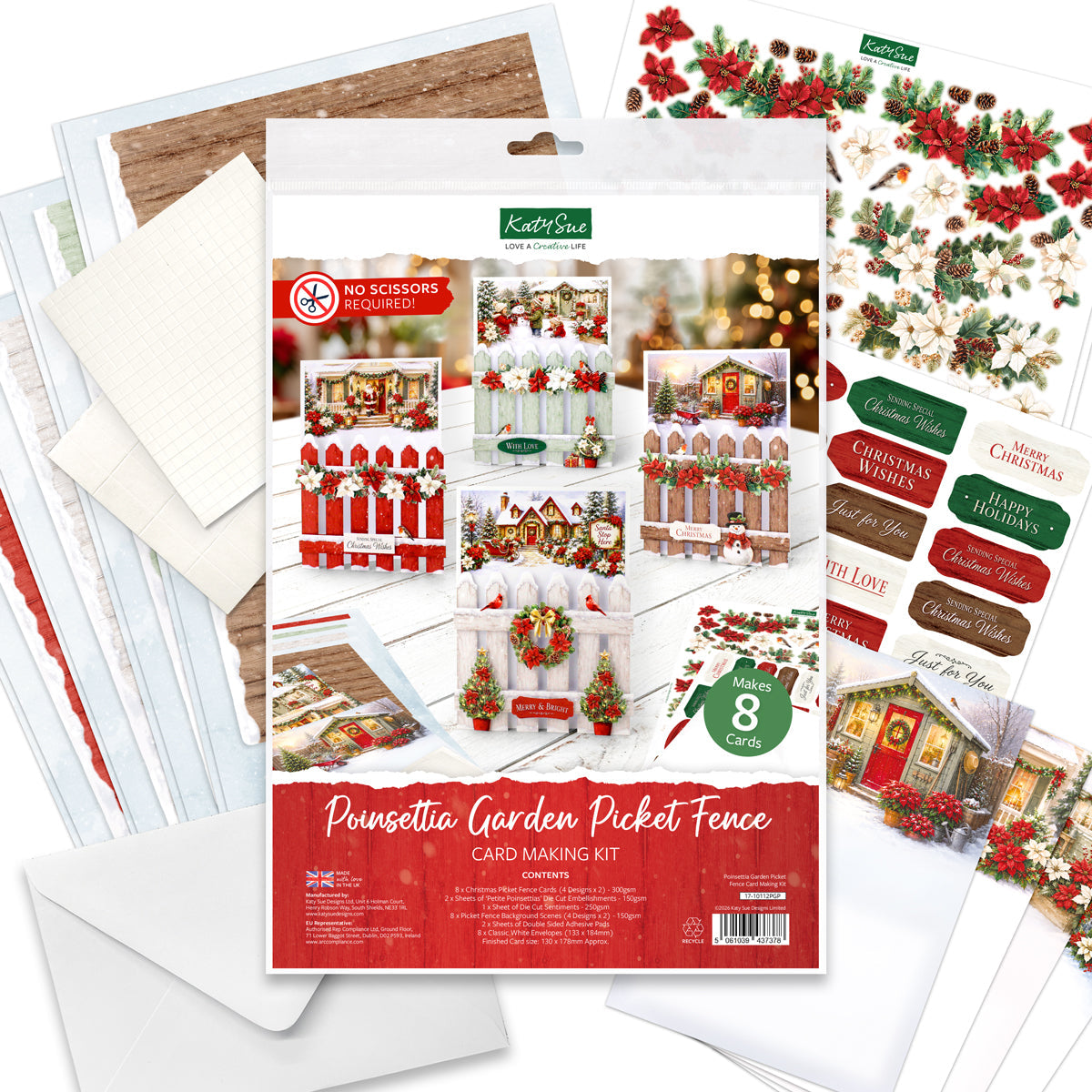 Poinsettia Garden Picket Fence Card Making Kit
