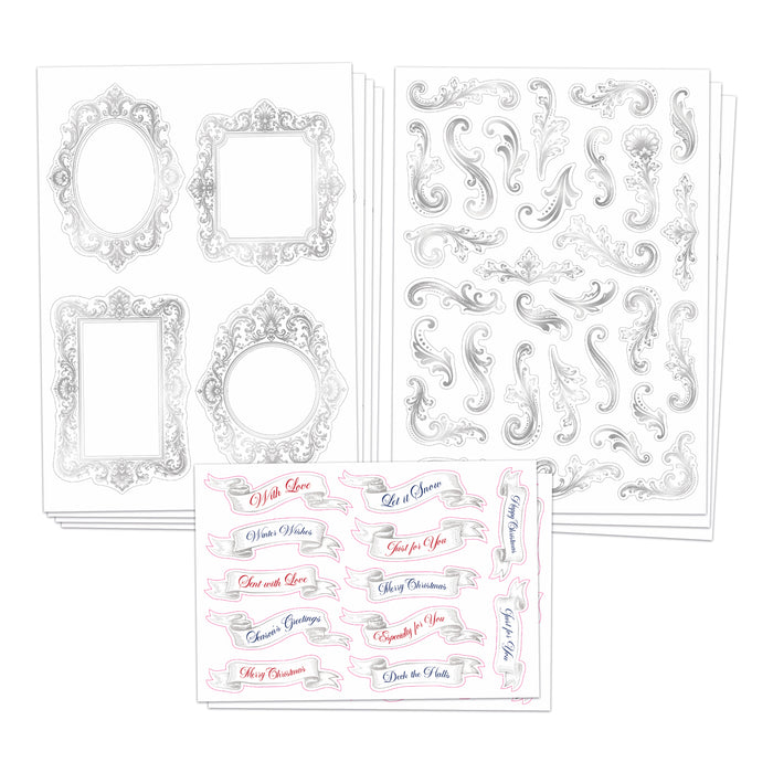 Foiled Christmas Frames & Flourishes Papercraft Collection