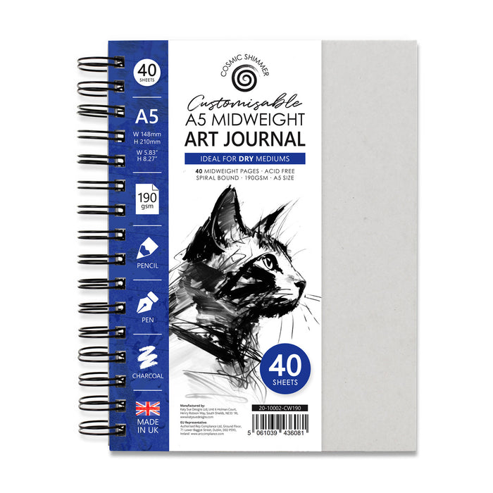 Cosmic Shimmer Customisable Midweight Art Journal, A5 190gsm