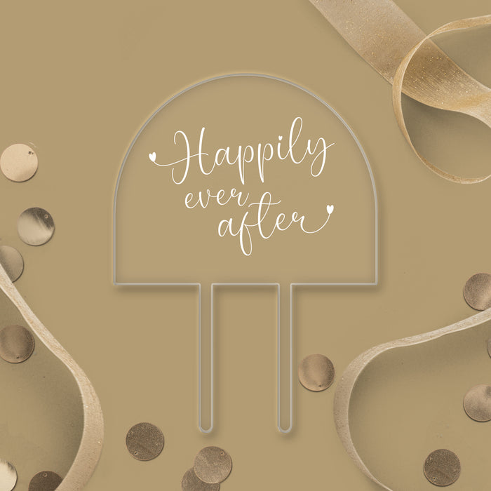 Happily Ever After Acryl-Bogenaufsatz – weißer Schriftzug