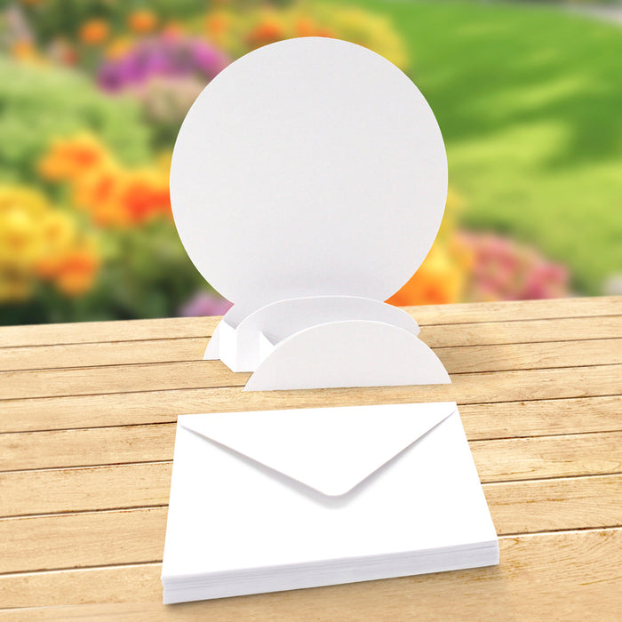 White Circle Pop Up Cards & Envelopes, Pack of 12