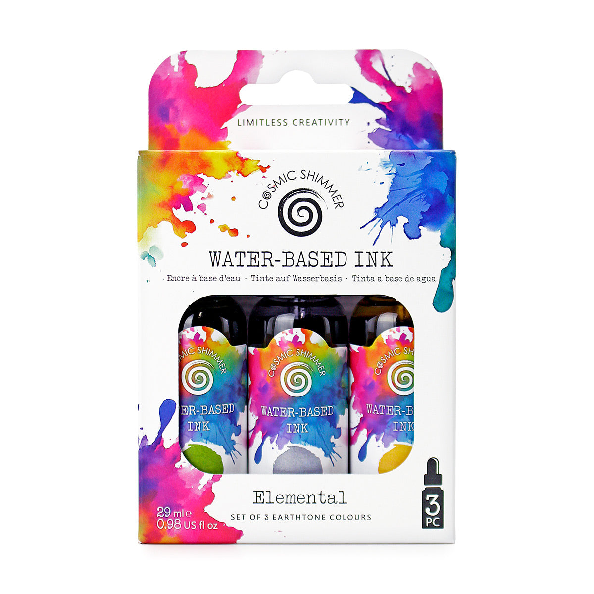 Cosmic Shimmer Elemental Water-Based Inks, Set of 3 Earthtone Colours ...