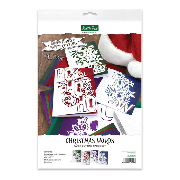 Abenteuer beim Papierschneiden | Weihnachtswortkarten-Set