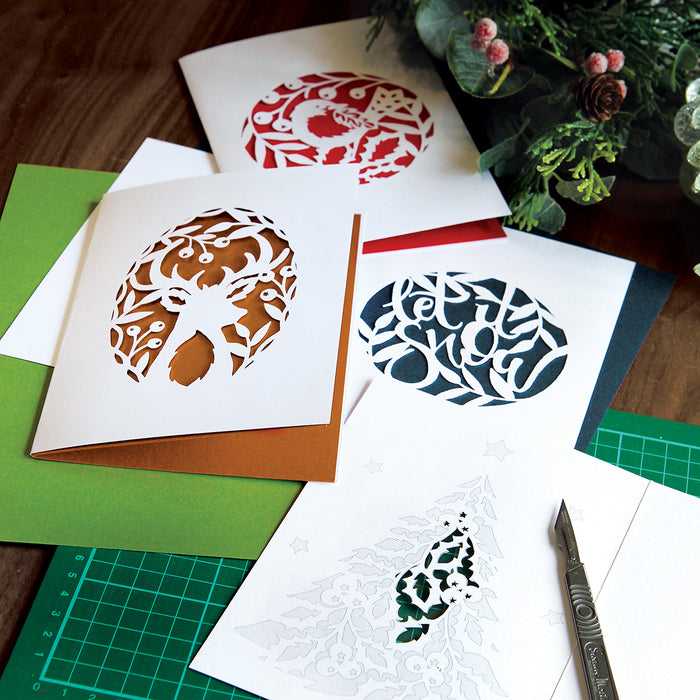 Abenteuer beim Papierschneiden | Weihnachtskarten-Set