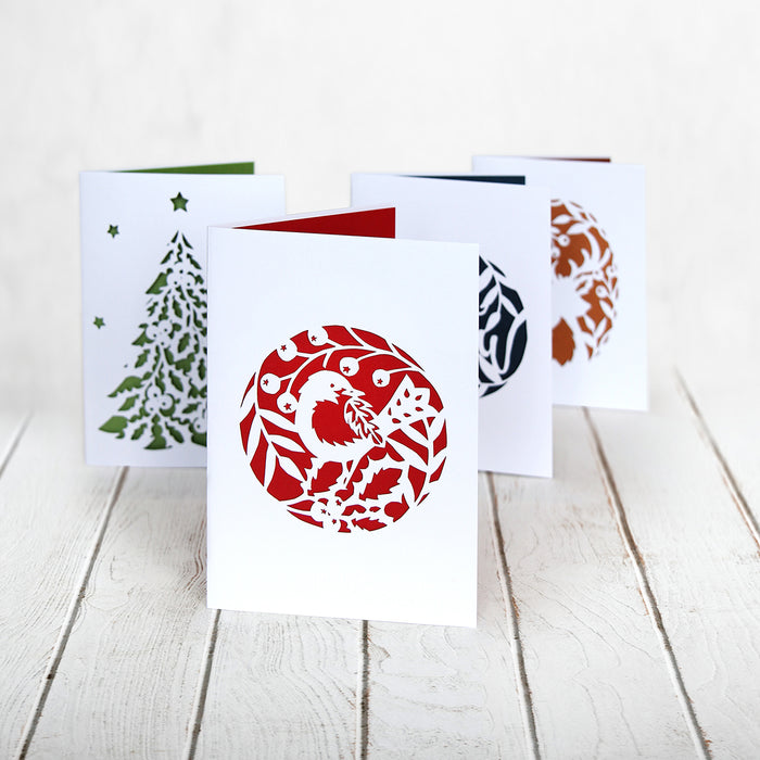 Abenteuer beim Papierschneiden | Weihnachtskarten-Set
