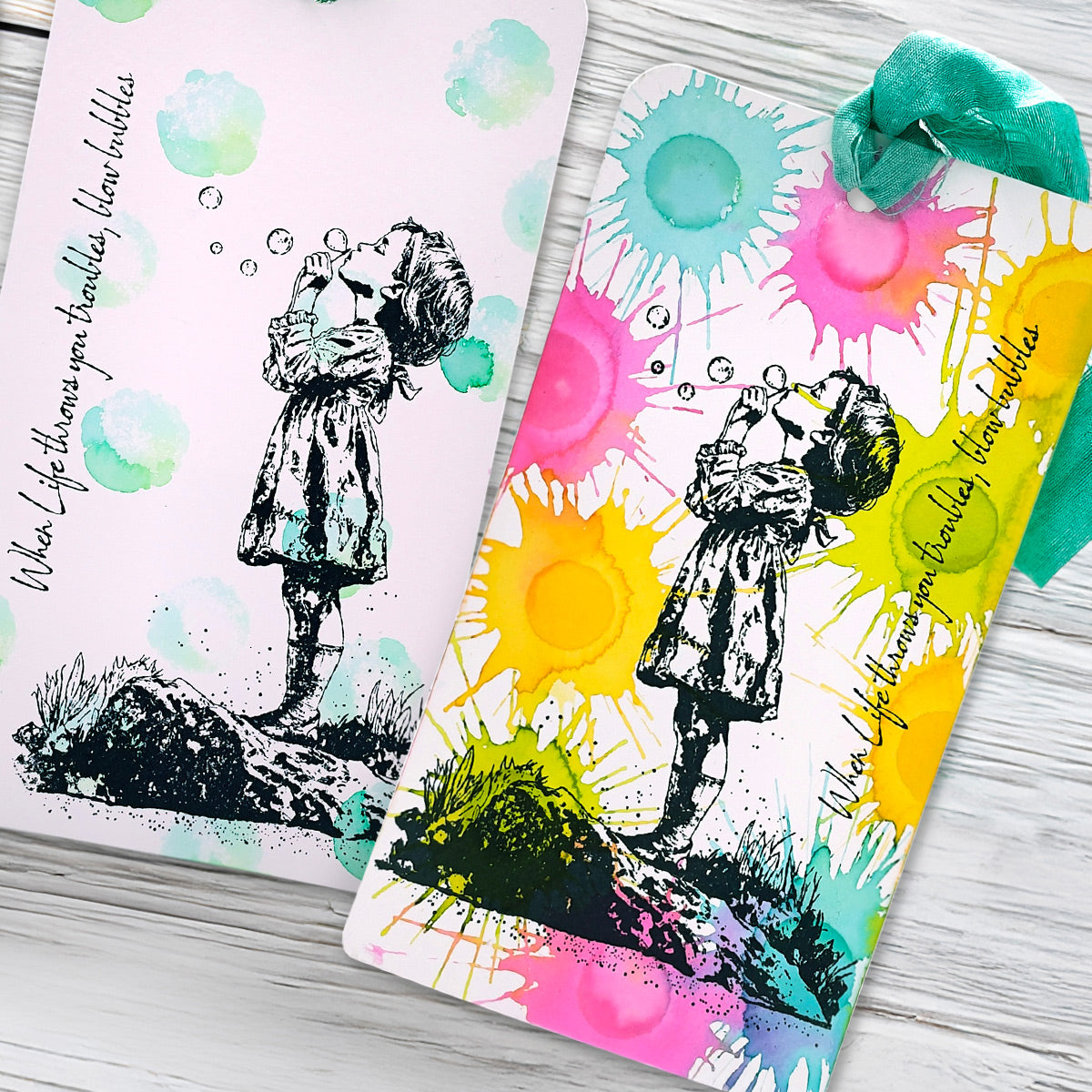 Blowing Bubbles Pre Cut Rubber Stamp Set by Andy Skinner