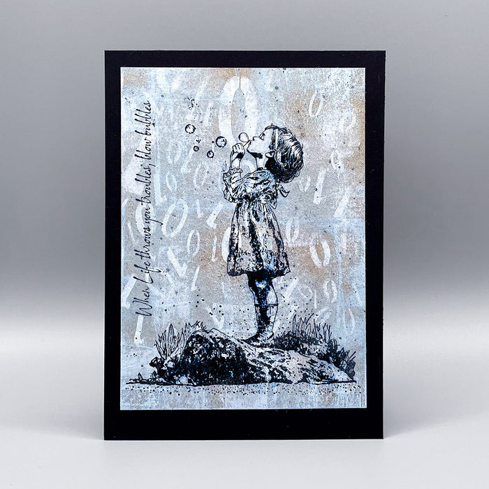 Blowing Bubbles Pre Cut Rubber Stamp Set by Andy Skinner