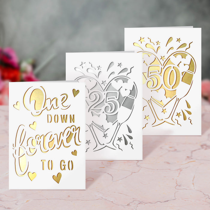 Anniversary Card Paper Cutting Digital Templates, Set of 4