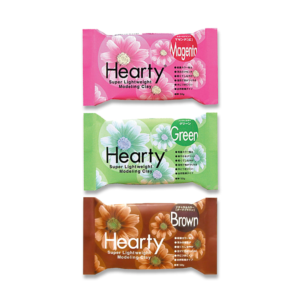 Hearty Air Drying Clay Garden Selection: Pink, Green, Brown