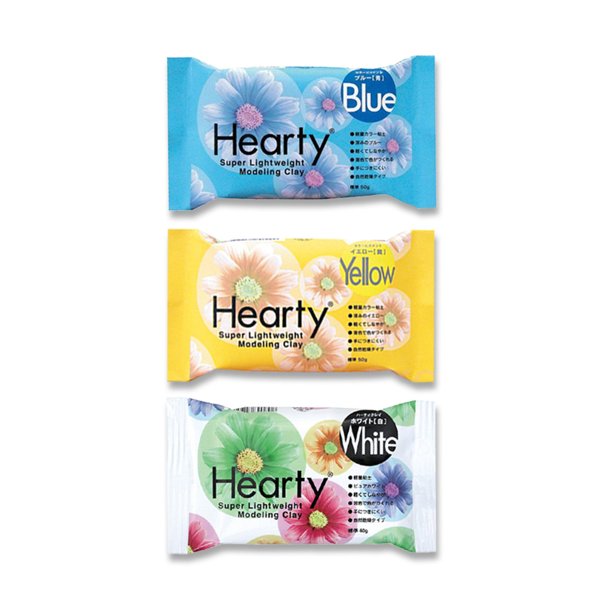 Hearty Air Drying Clay Coastal Selection: Blue, Yellow, White