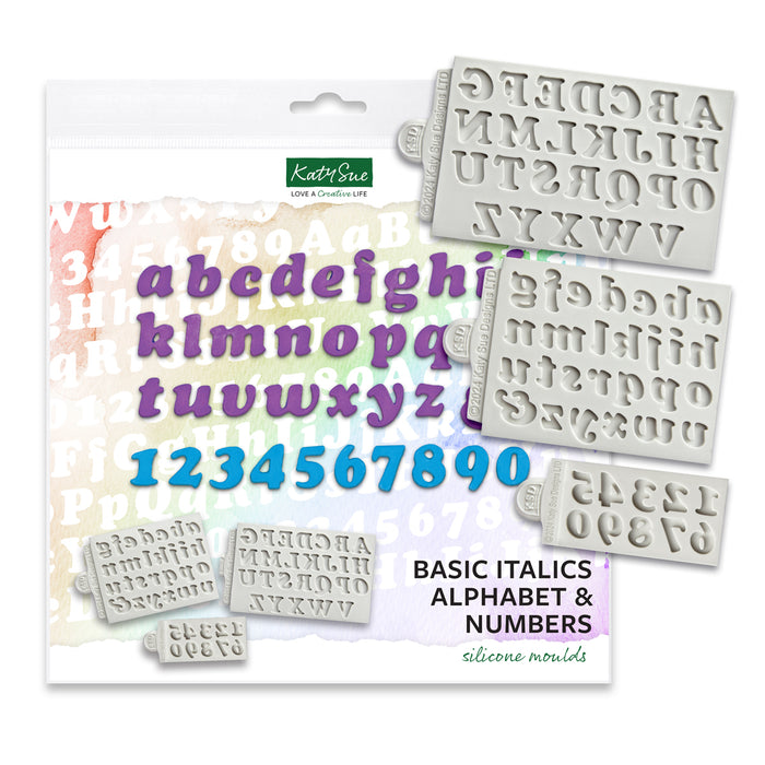 Basic Italics Alphabet and Numbers Mould, set of 3