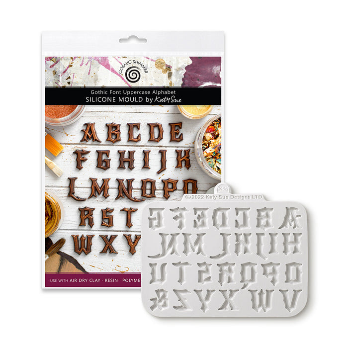 Cosmic Shimmer Gothic Font Uppercase Alphabet Silicone Mould