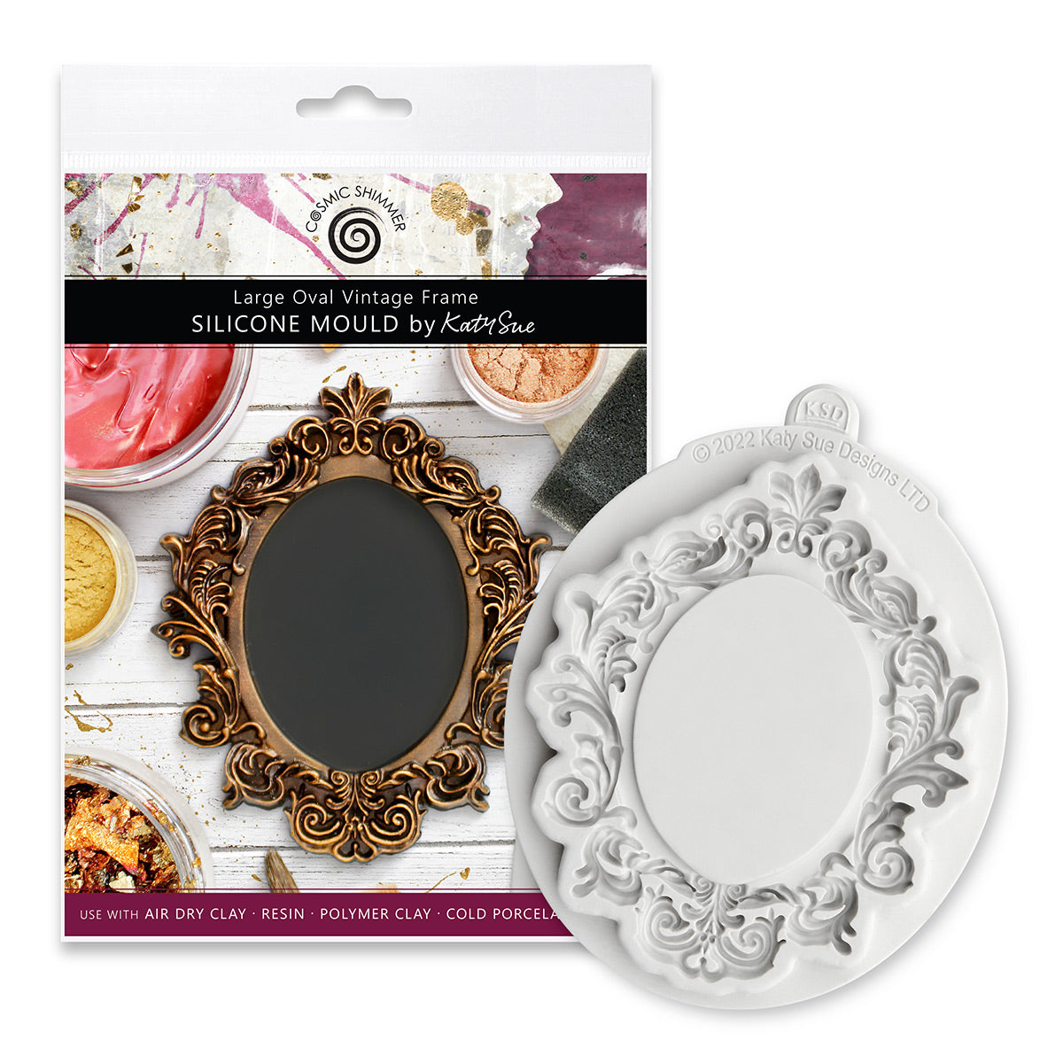 Cosmic Shimmer Large Oval Vintage Frame Silicone Mould