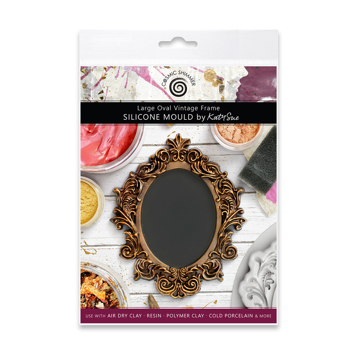Cosmic Shimmer Large Oval Vintage Frame Silicone Mould — Katy Sue Designs
