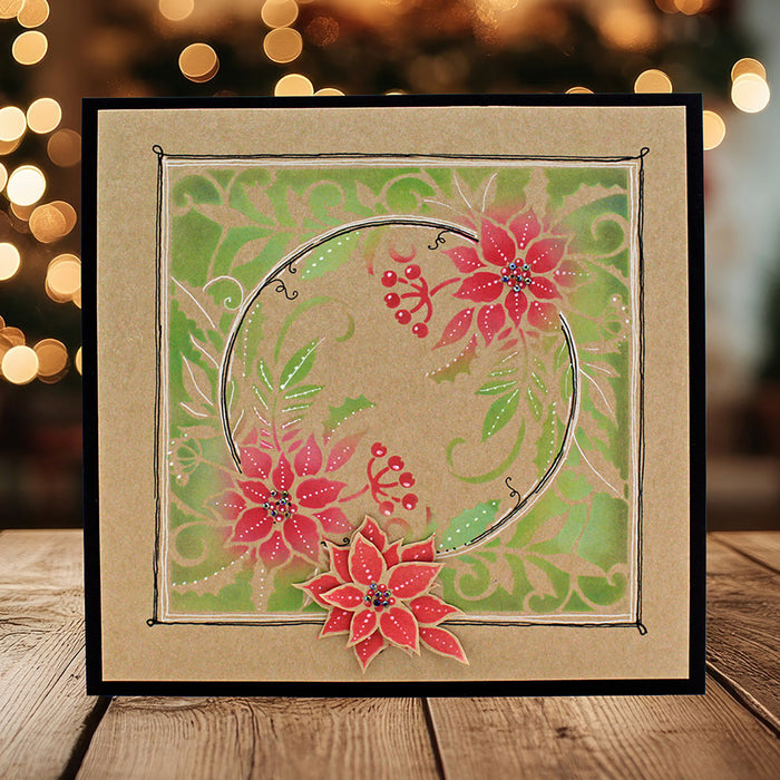 Pink Ink Designs - Poinsettia Perfection 6x6 Mixed Media Stencil