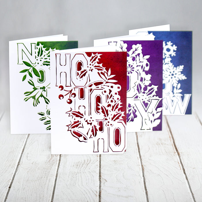 Abenteuer beim Papierschneiden | Weihnachtswortkarten-Set