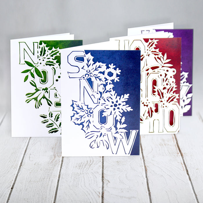 Adventures in Paper Cutting | Christmas Words Cards Set