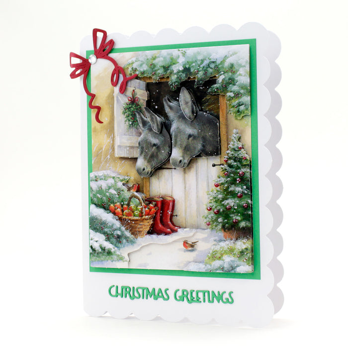 Gestanztes Decoupage – Weihnachtsesel (3er-Pack)