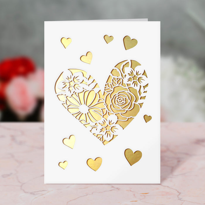 Flower-filled Heart Card Paper Cutting Digital Template