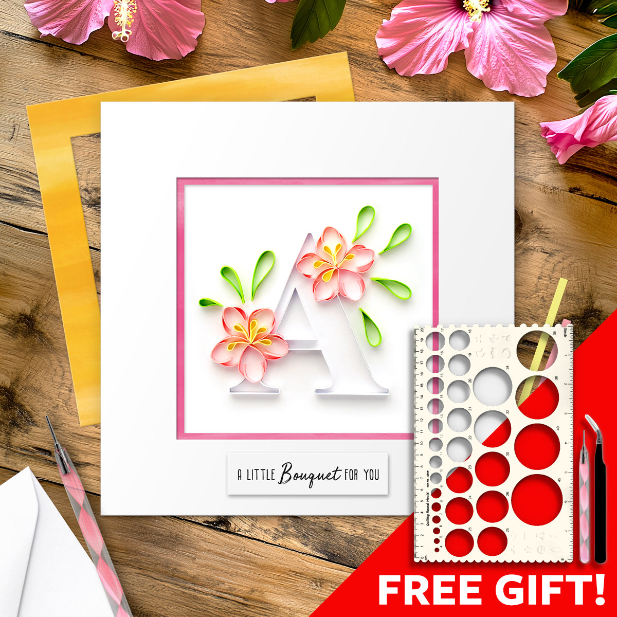 Floral Letter Paper Quilling Card Kit (choose a letter)