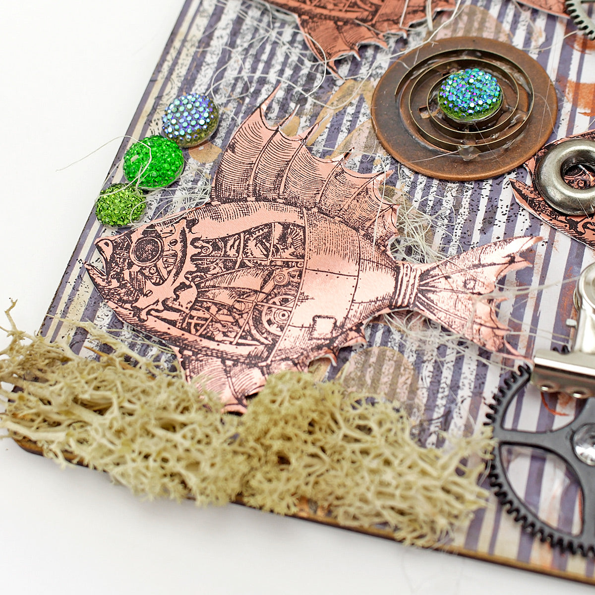 Steampunk Fish Pre Cut Rubber Stamp by Andy Skinner