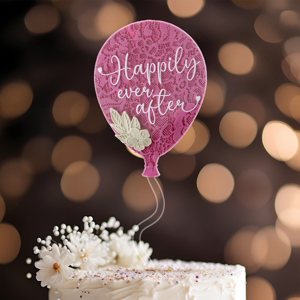 Happily Ever After Acrylic Balloon Topper - White Wording