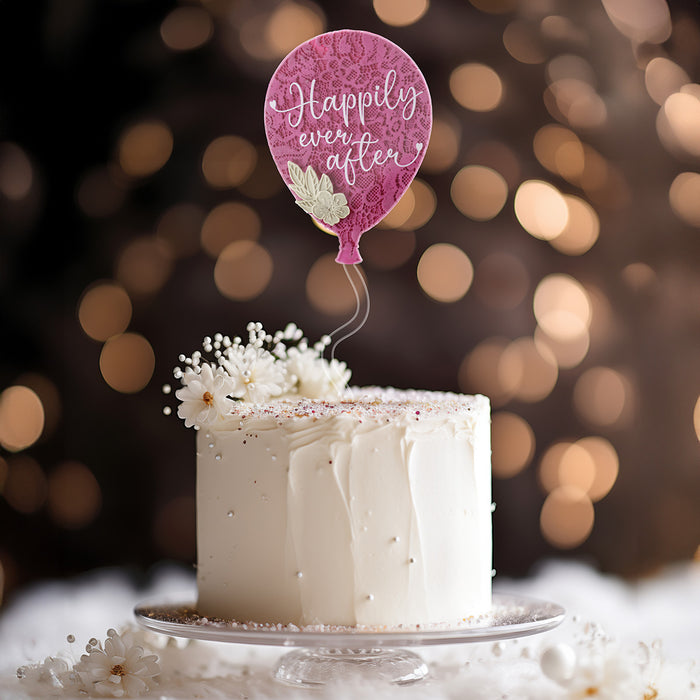 Happily Ever After Acrylic Balloon Topper - White Wording