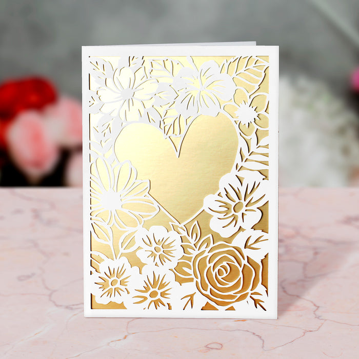 Heart Framed In Flowers Card Paper Cutting Digital Template