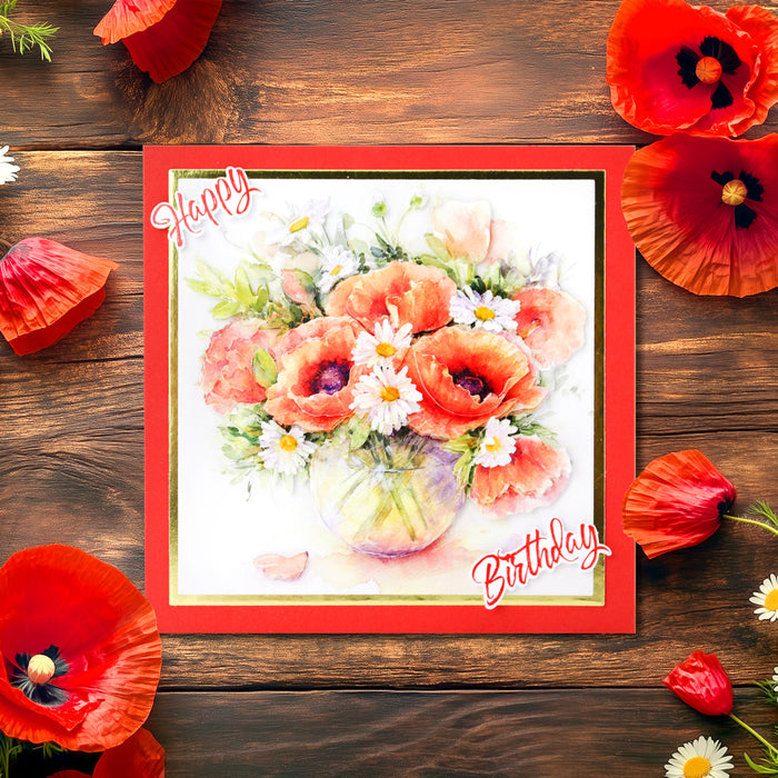 Die Cut Decoupage – Poppies in Vase (pack of 3)